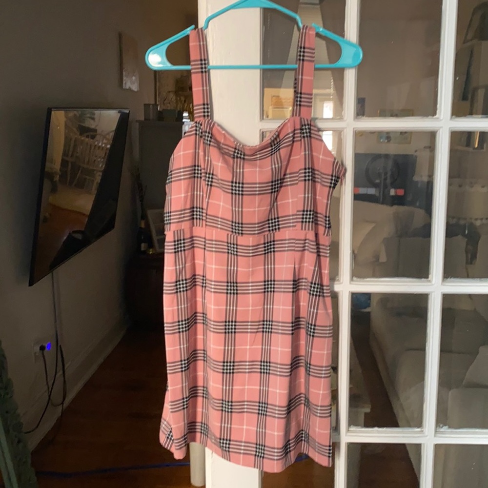 H&M plaid pink dress